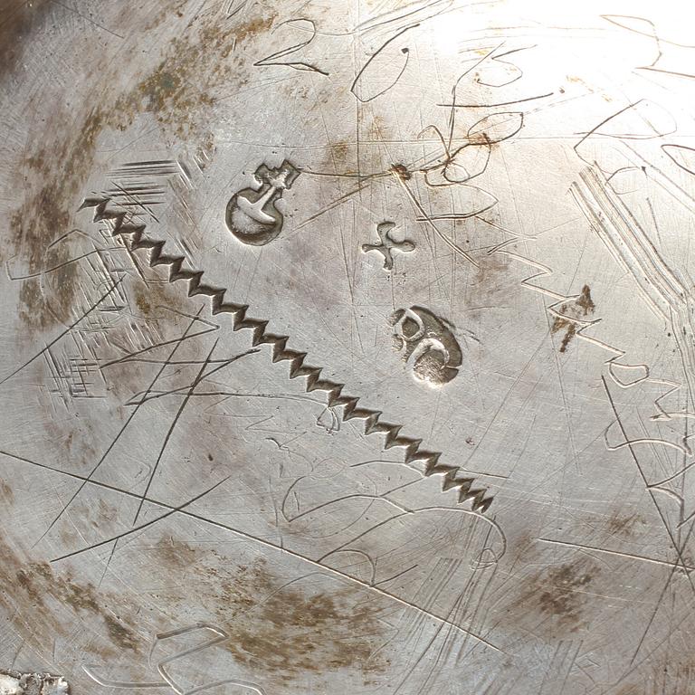 BÄGARE, silver, Bengt Collin, Uppsala 1744. Vikt ca 340 g.