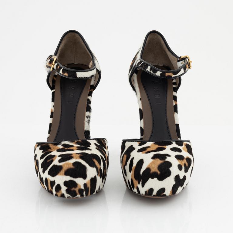 Marni, a pair of leopard coloured cows hair pumps, size 36 1/2.