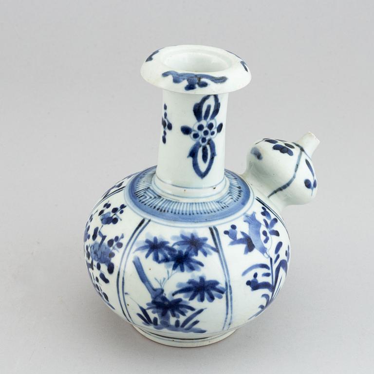 A blue and white South east asian Kendi, 20th century.