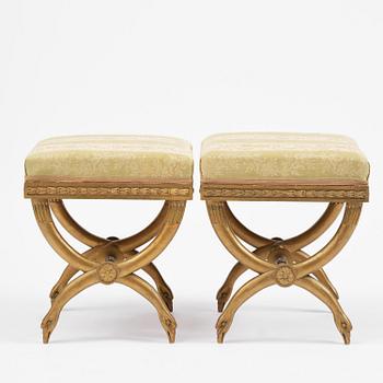 A pair of late Gustavian stools attributed to E. Ståhl (master in Stockholm 1794-1820).