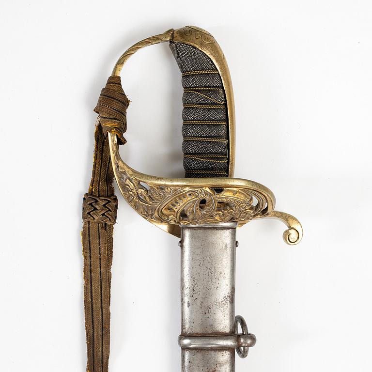 Sabel, svensk, m/1859 för infanteriofficer, med balja.