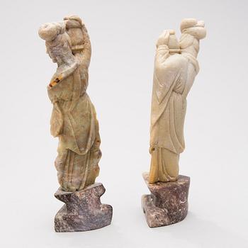 Five 20th Century Chinese soapstone figurines.