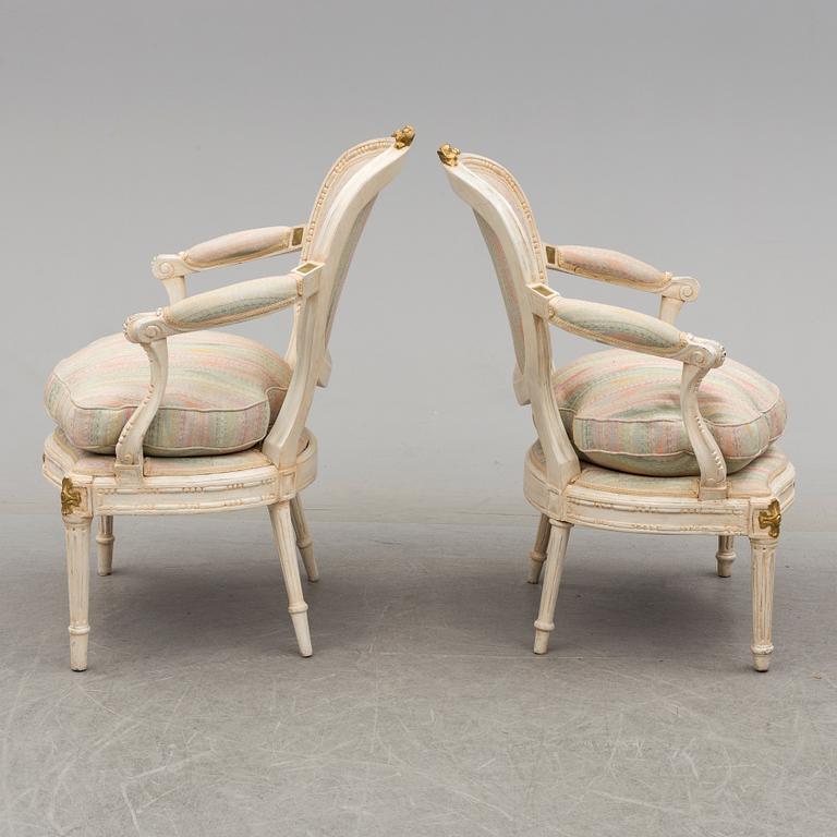 Two Louis XVI armchairs, France, late 18th century.