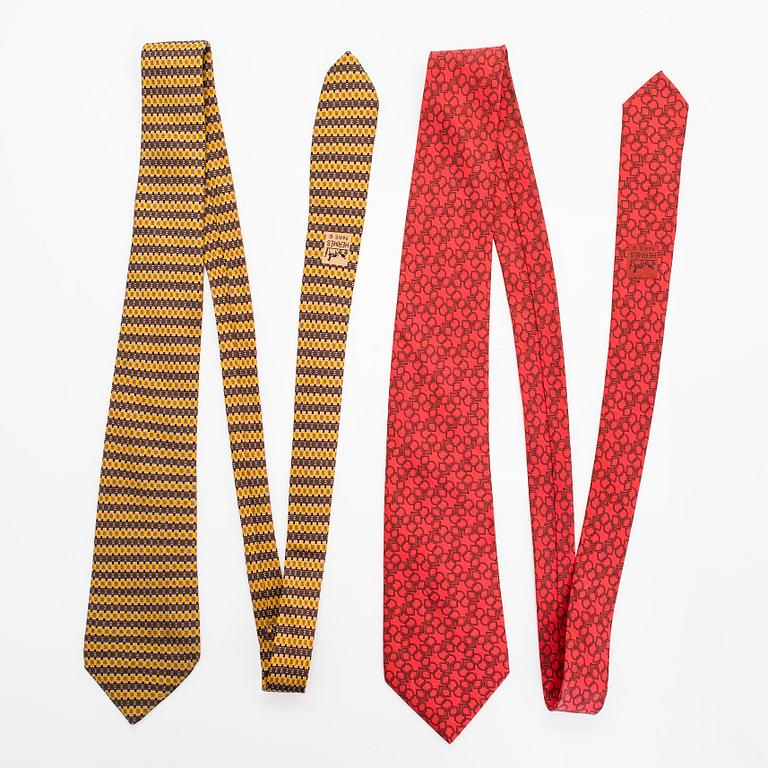 Hermès, four silk ties.