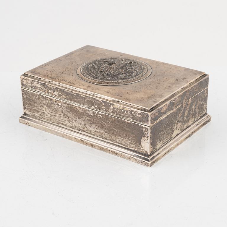 Skrin med lock, silver och trä. Stämplat Made in Siam, Stering.