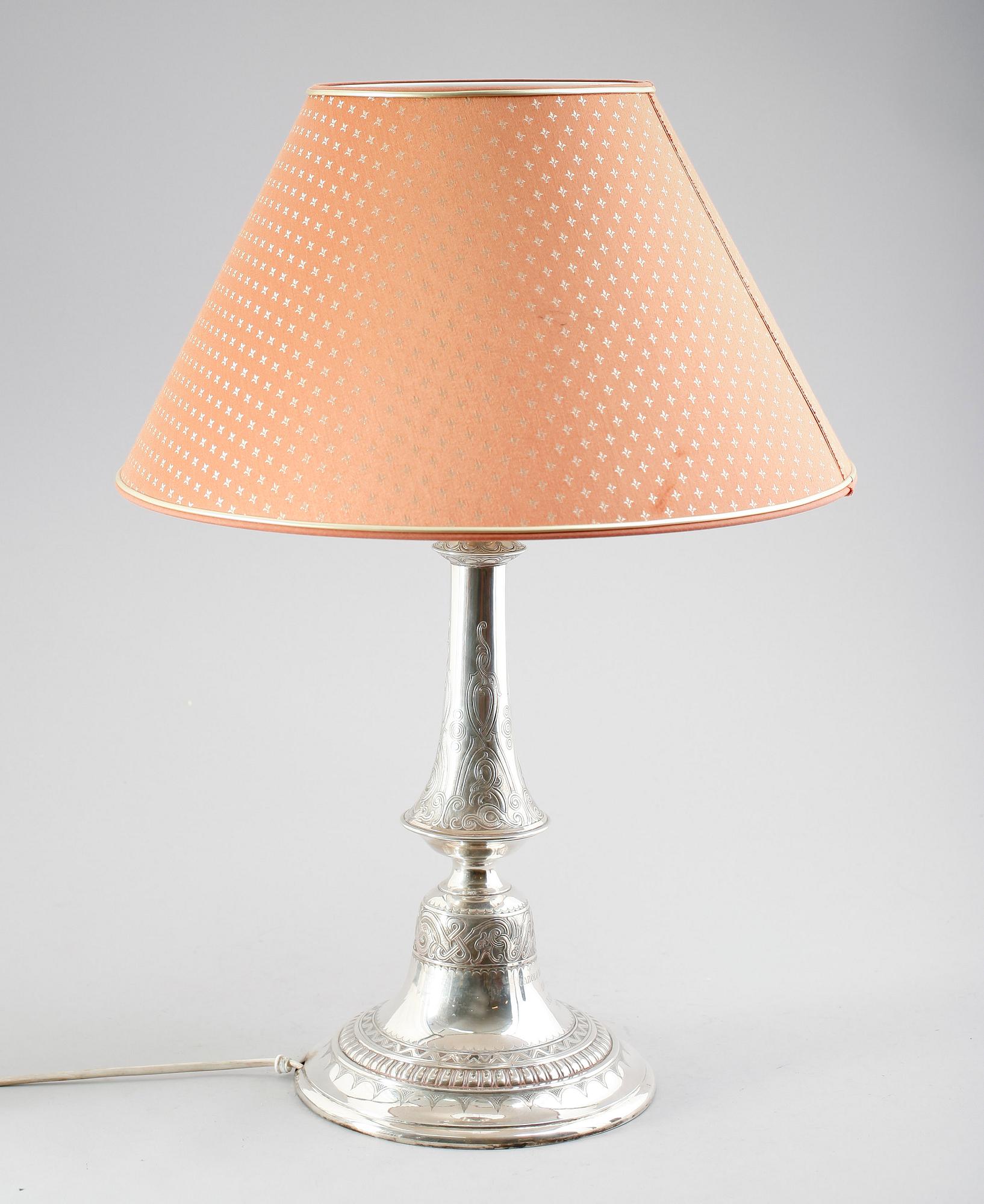 BORDSLAMPA, silver, V Christensen, 1918, Danmark.