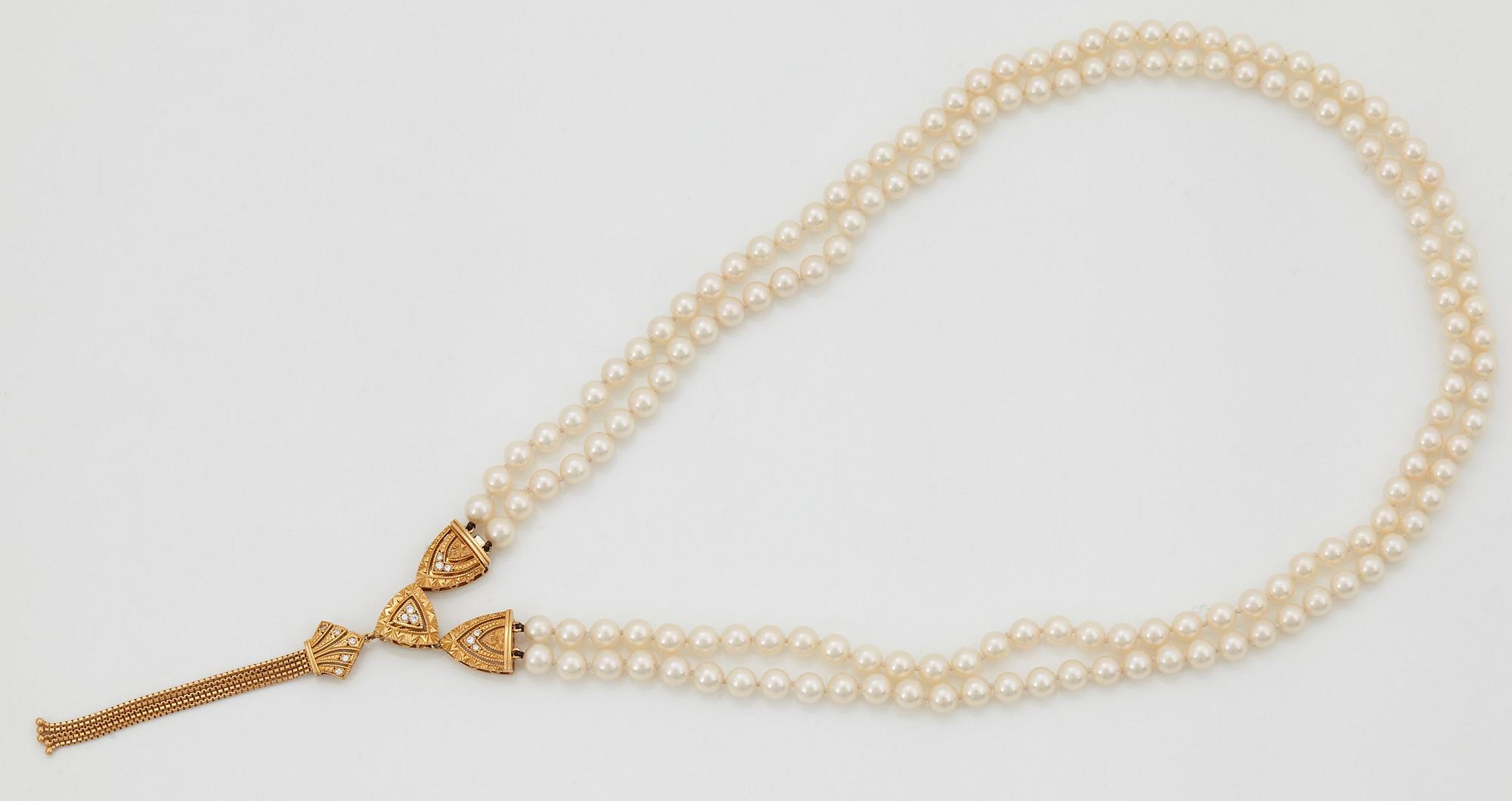 Mikomoto tvåradig collier odlade pärlor.