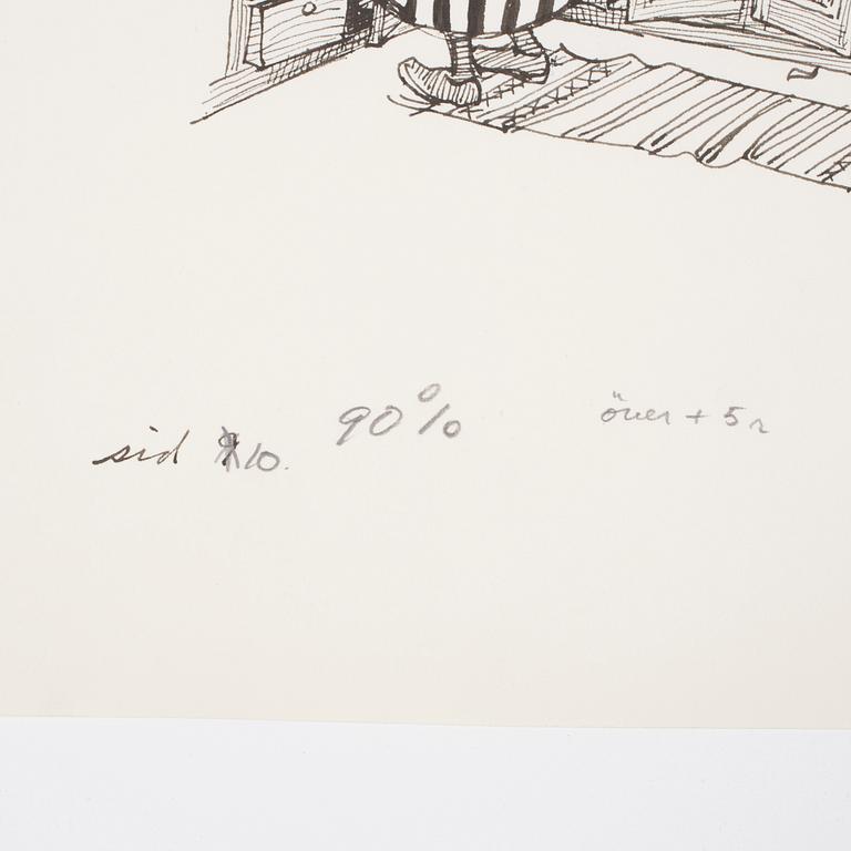 BJÖRN BERG, ink drawing from "Teskedsgumman".