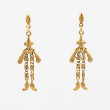 Earrings, 18K gold in the form of a pierrot.