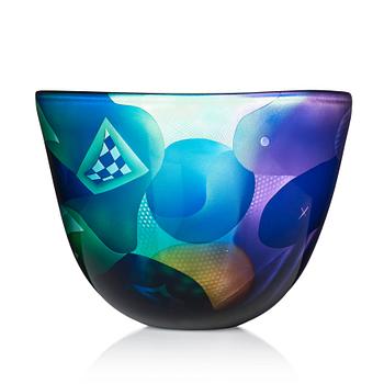 104. Bertil Vallien, a unique blasted glass bowl, Kosta Boda, Sweden.