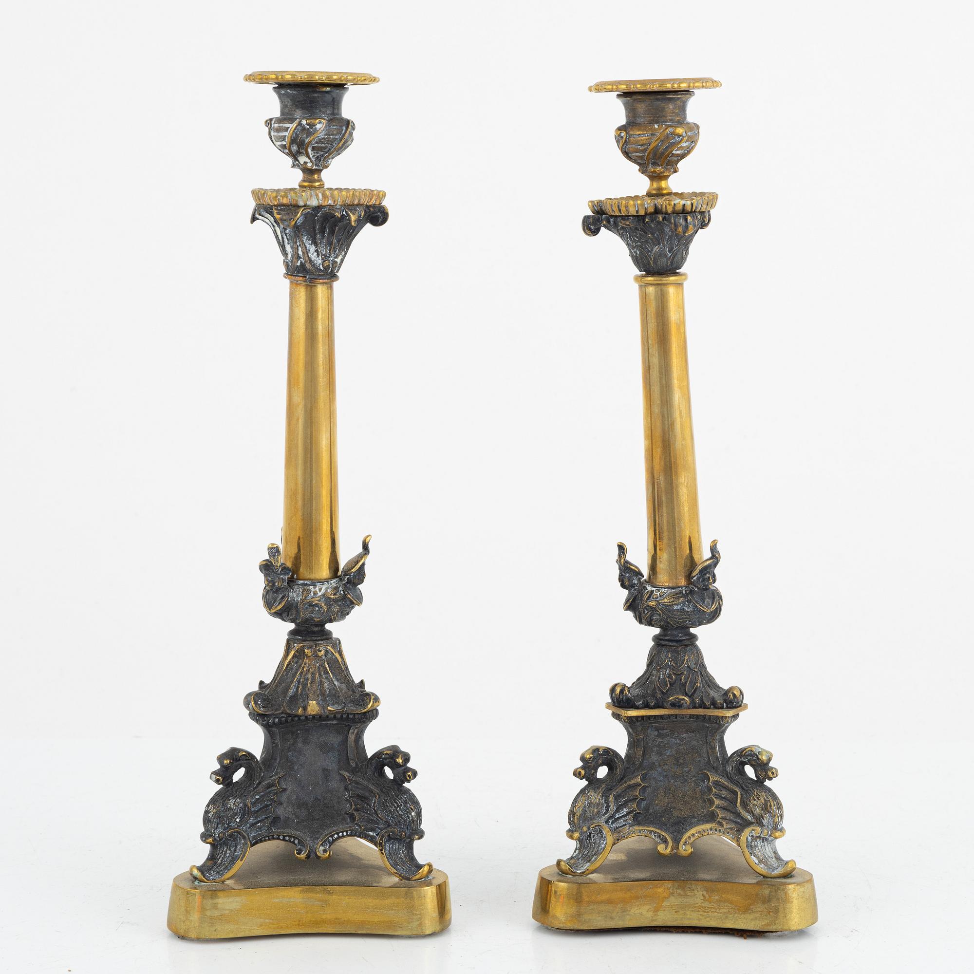 A Pair of Candlesticks, late 19th Century.