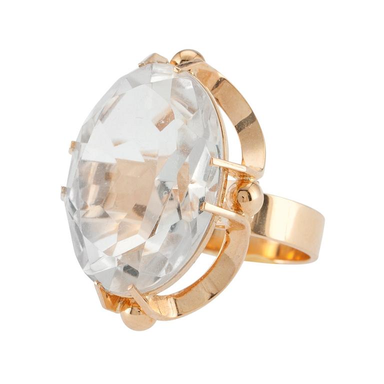 Elis Kauppi, RING, 14K guld, bergskristall, Kupittaan Kulta 1973.