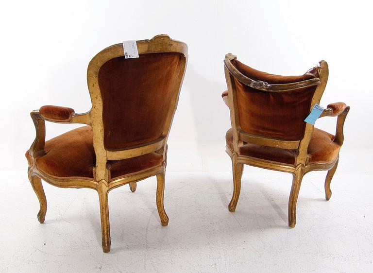 KARMSTOLAR, ett par, 1800/1900-tal.