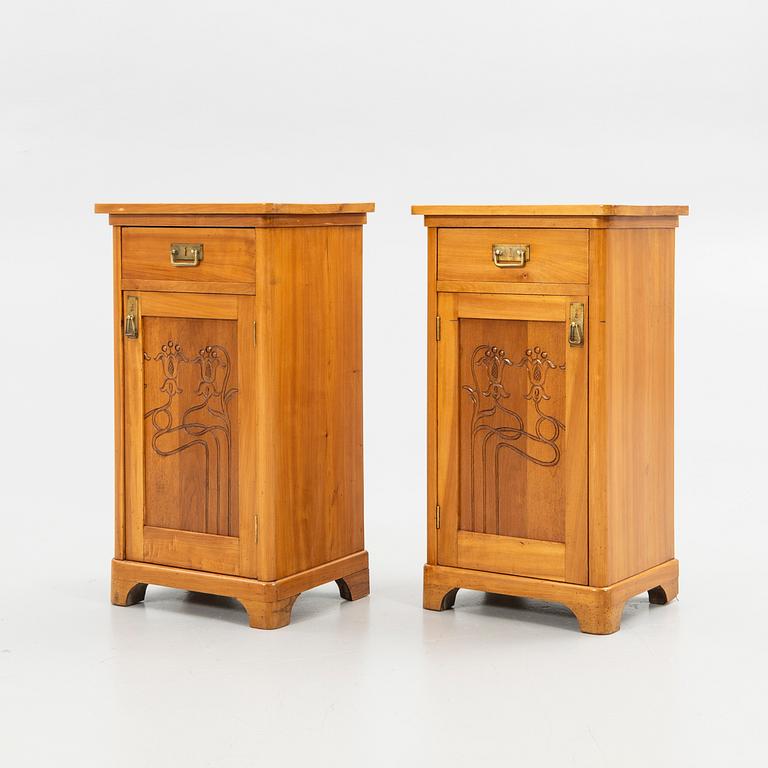 Nightstands, a pair, Art Nouveau, first half of the 20th century.
