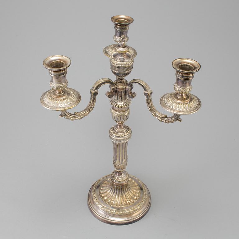 KANDELABER, nysilver, gustaviansk stil, 1900-talets första hälft.