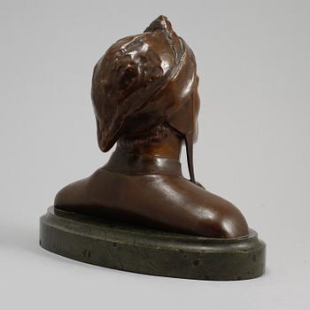 SKULPTUR, patinerad brons och sten, 1900-tal.