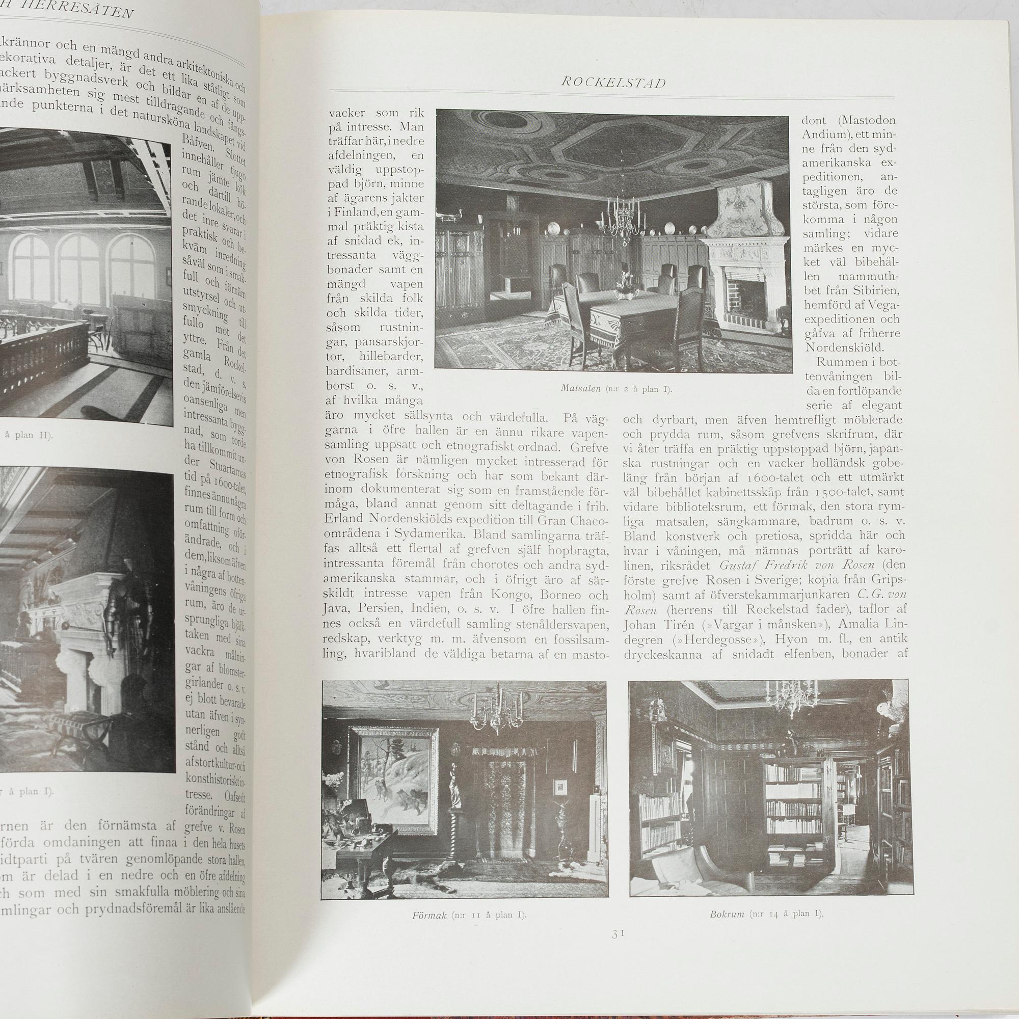 Bokverk, "Svenska slott och Herresäten vid 1900-talets början", 9 volymer samt register, 1908 - omkring 1920.