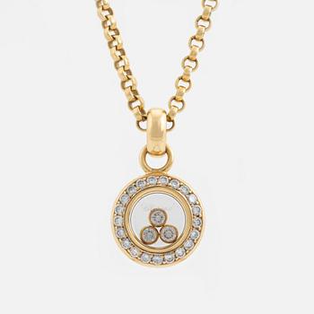 A Chopard "Happy diamonds" 18K gold necklace set with round brilliant-cut diamonds.