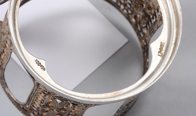 TEGLASHÅLLARE, 4 st. Försilvrade.