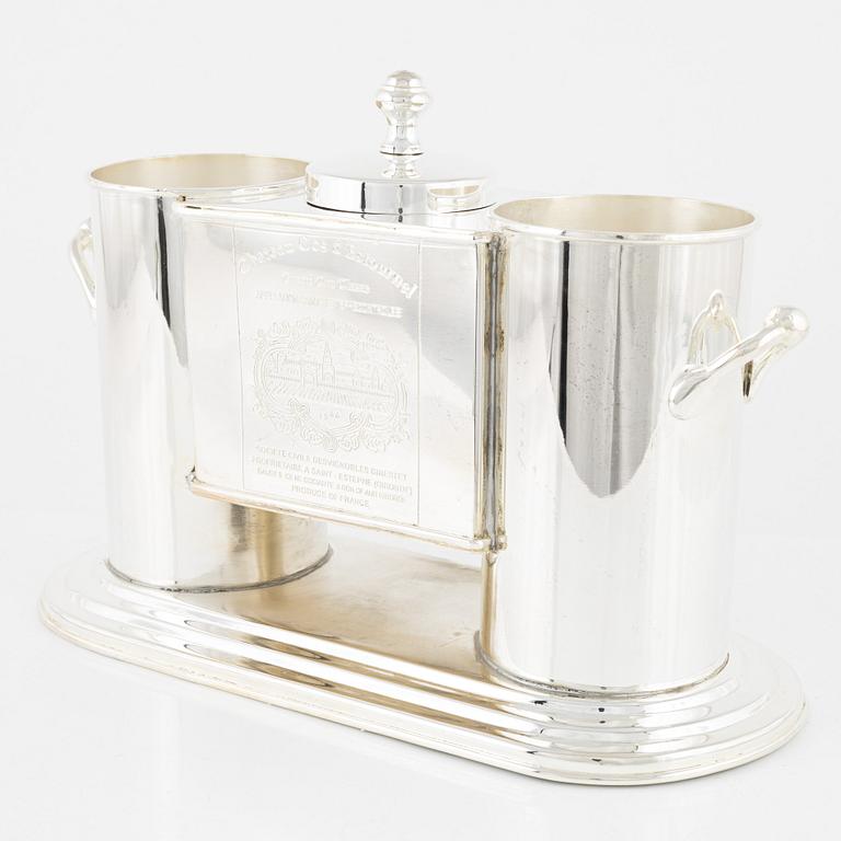 A silver plated wine cooler, contemporary.