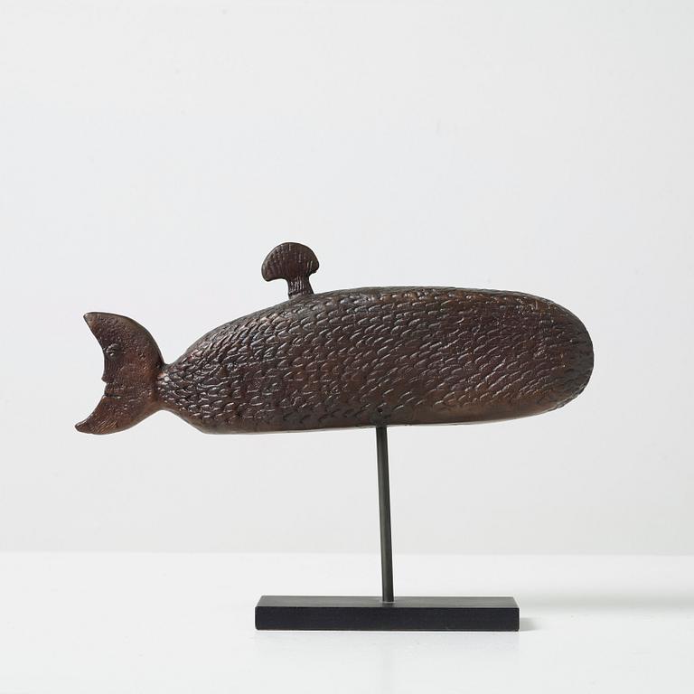 A Stig Lindberg bronze sculture 'The Moon fish', Skandia Present, Sweden 1970's.