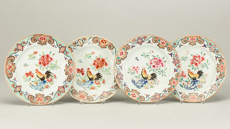 TALLRIKAR, 4 st, porslin, Kina, Qianlong, 1736-1795.