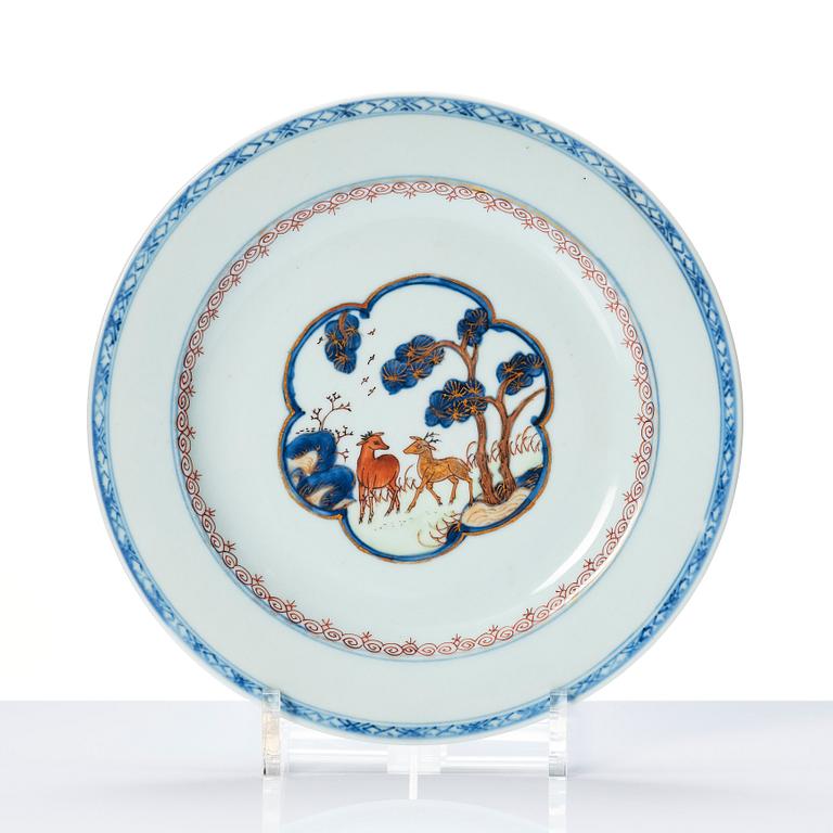 A set of eight 'deer plates', Qing dynasty, Qianlong (1736-95).