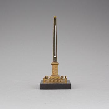 GRAND TOUR SOUVENIR, bordstermometer, mässing, sten, Paris 1800-talets mitt.