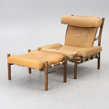 Arne Norell, Armchair with an ottoman, 'Inka', Norell Möbel AB, 1970s.