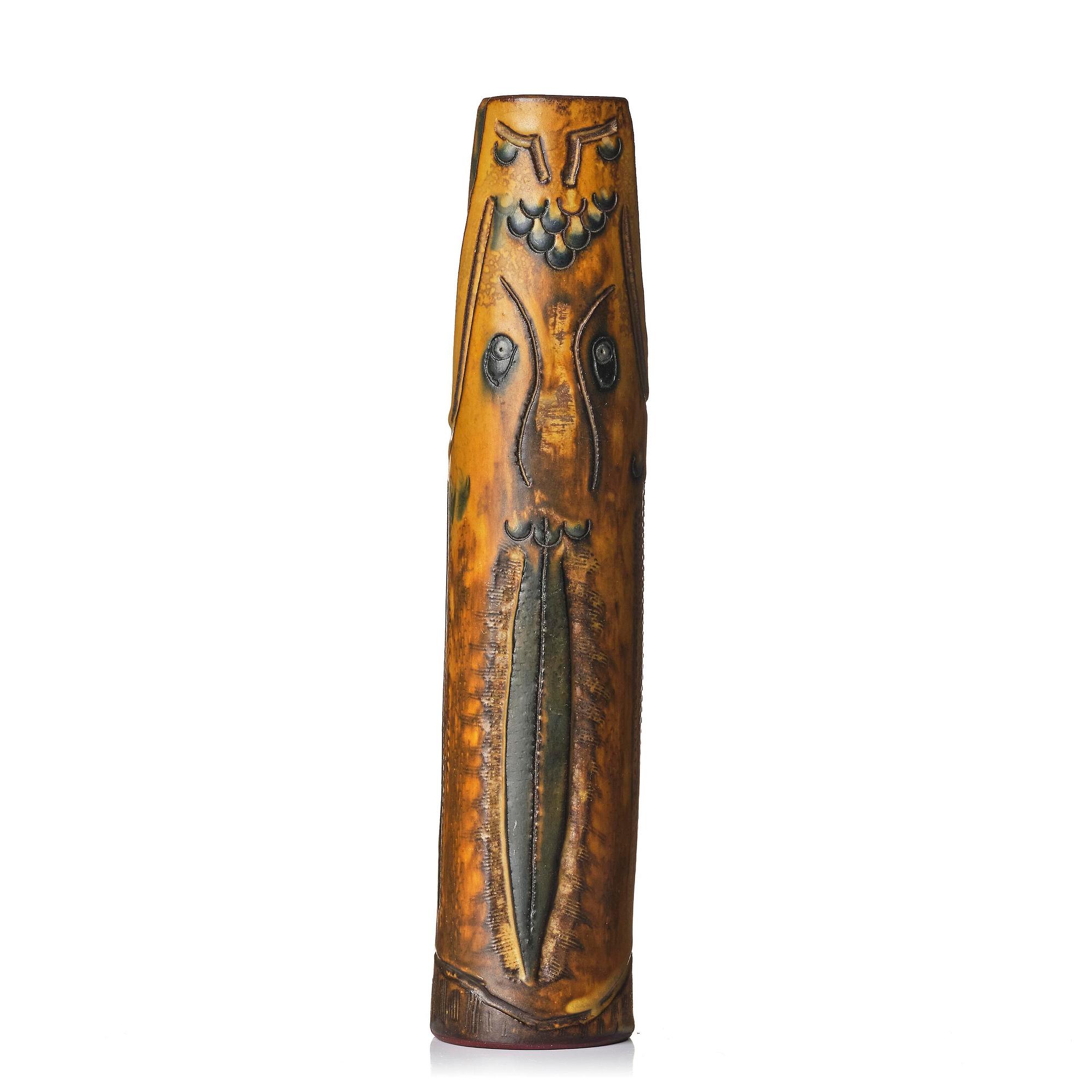 Wilhelm Kåge, a Farsta stoneware vase/sculpture in the form of a 'dragonfish', Gustavsberg Studio 1955.