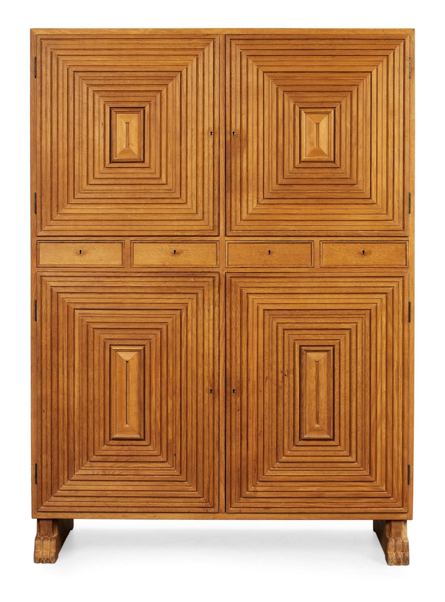 An Oscar Nilsson oak cabinet, probably by by cabinetmaker J Wickman, Stockholm 1940's.