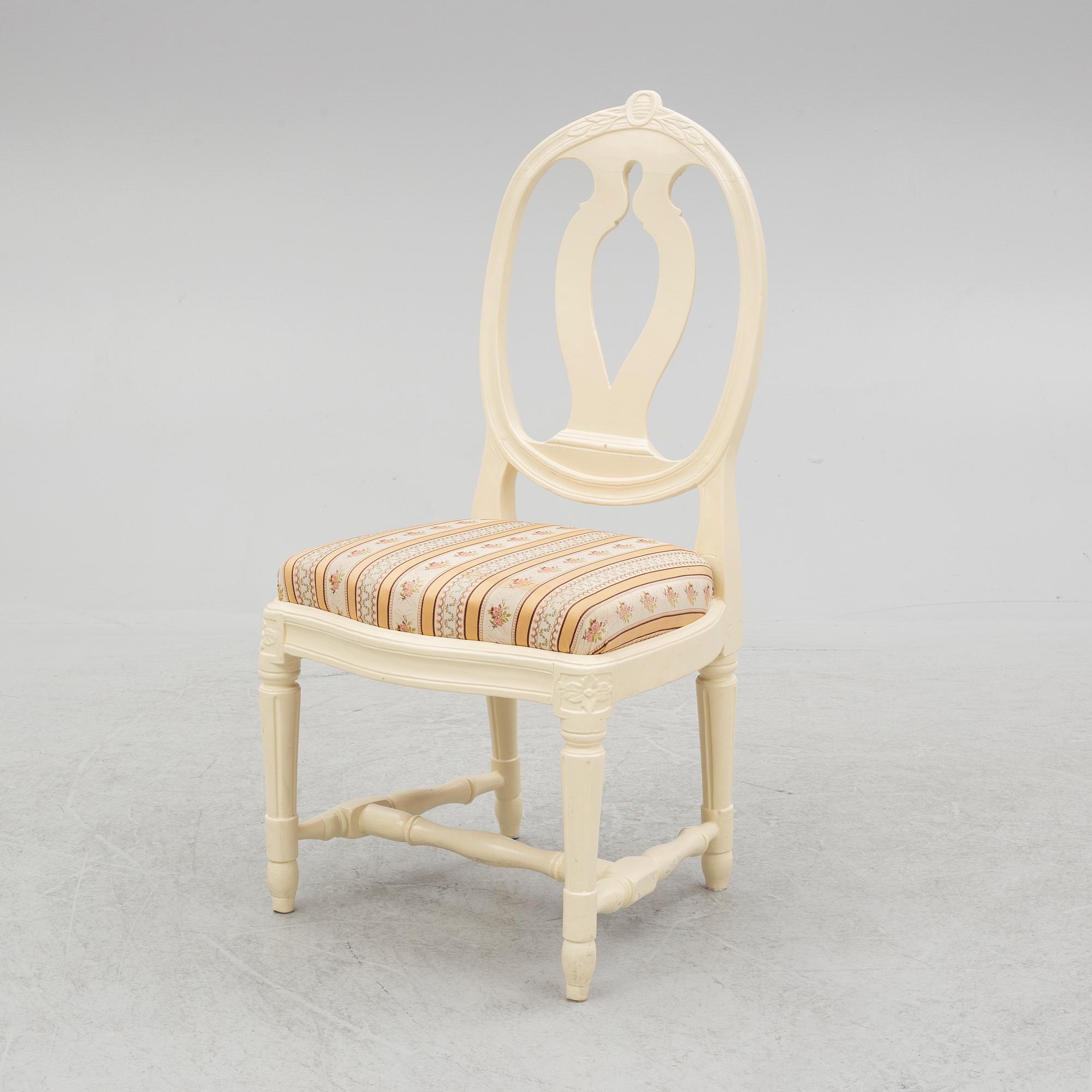 A set of four (2+2) Gustavian chairs, Stockholm, late 18th century.