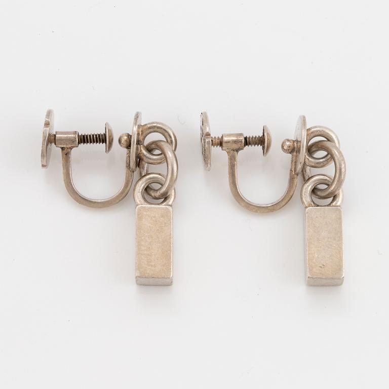 WIWEN NILSSON, a pair of silver earrings, Lund 1952.