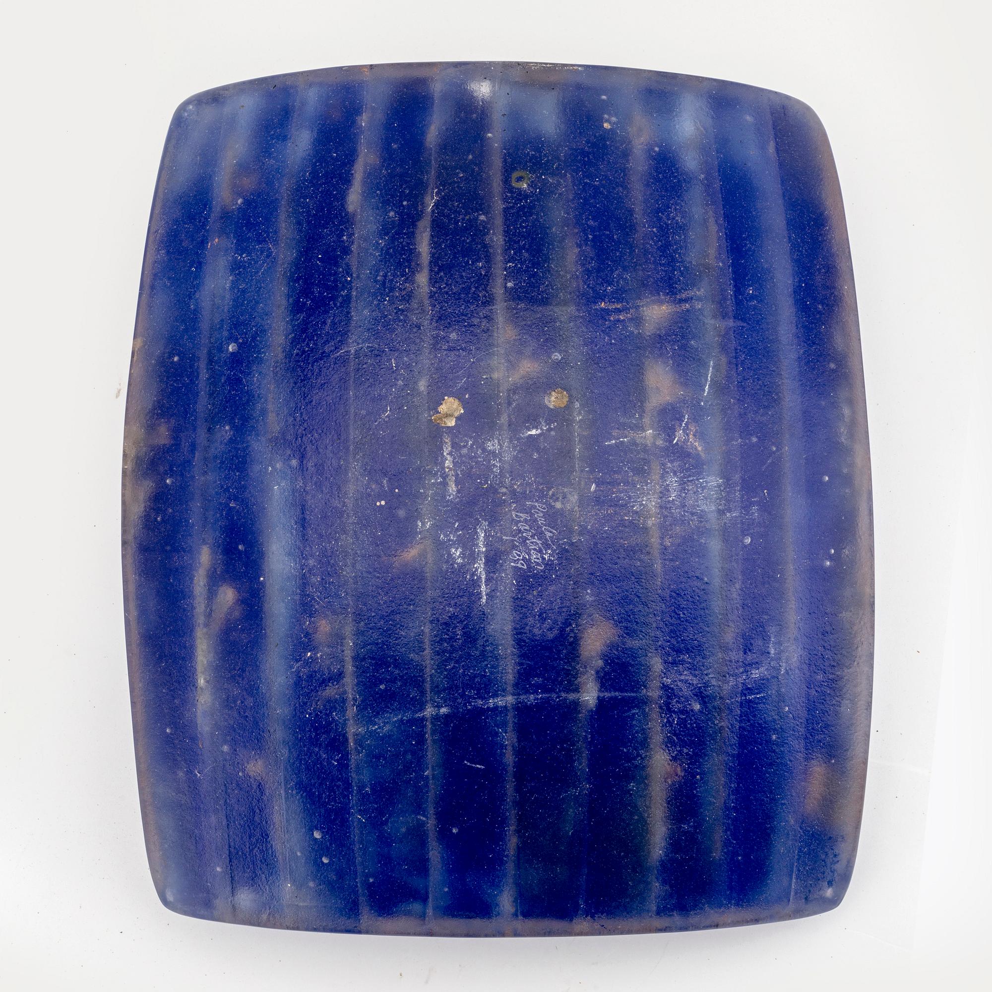 A Paula Barton signed and dated glass plate.