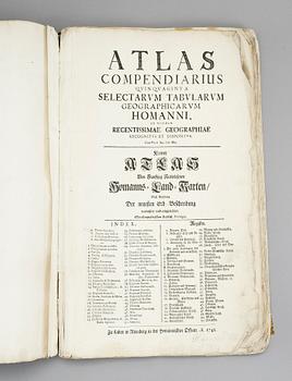 ATLAS, 30 kartor, Compendiarius qvinqvaginta Selectarvm tabularum geographicarum Homanni, Nürnberg 1748.