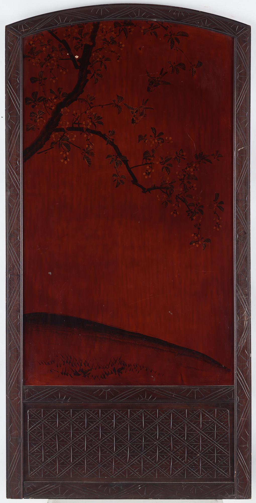 A Japanese wooden panel/screen, 20th century.