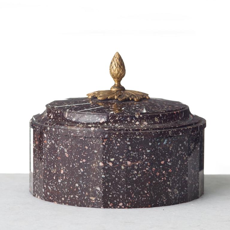 A Swedish Empire 19th century porphyry butter box.