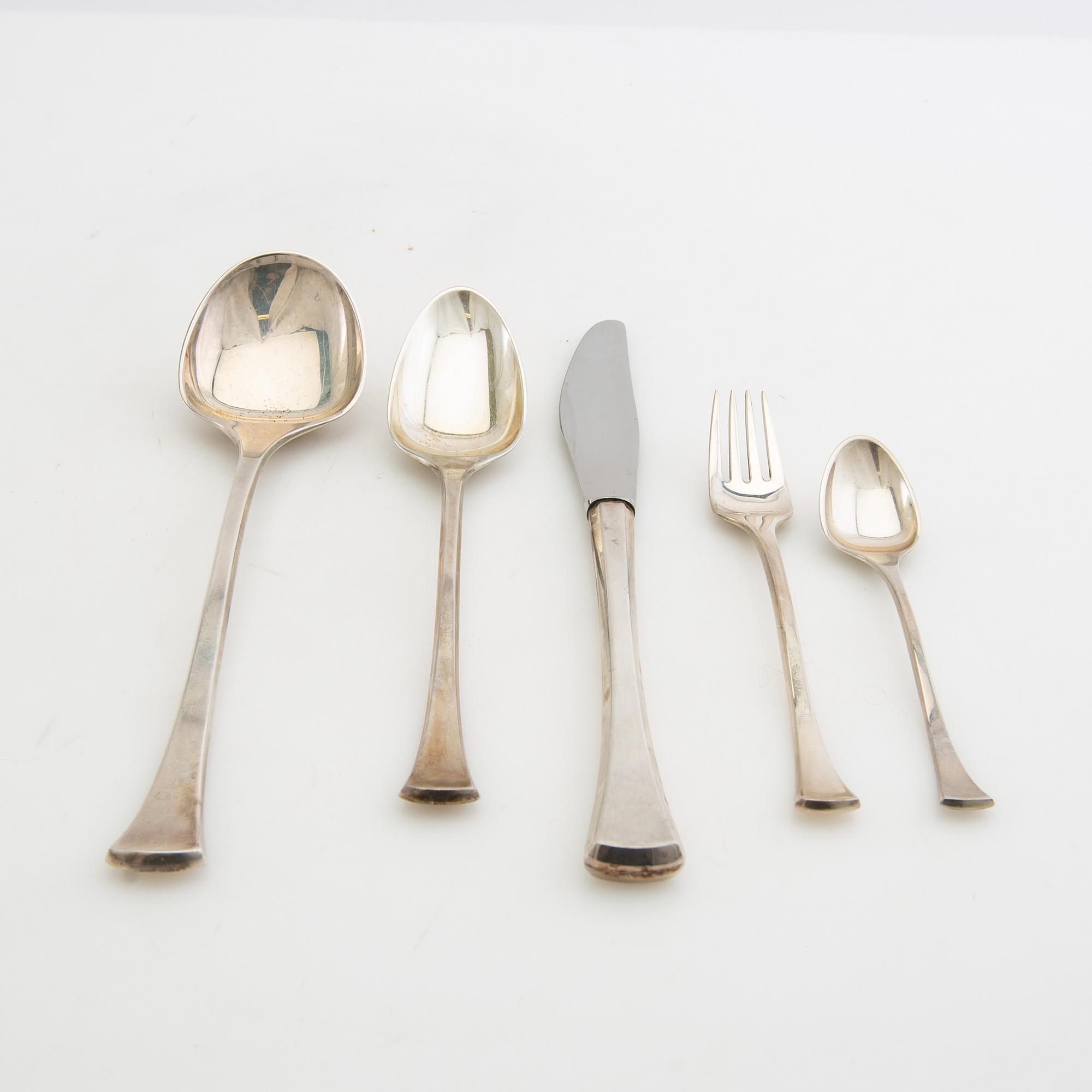 Hans Hansen, bestickuppsättning, 51 delar, "Kristine", sterling silver, Danmark.