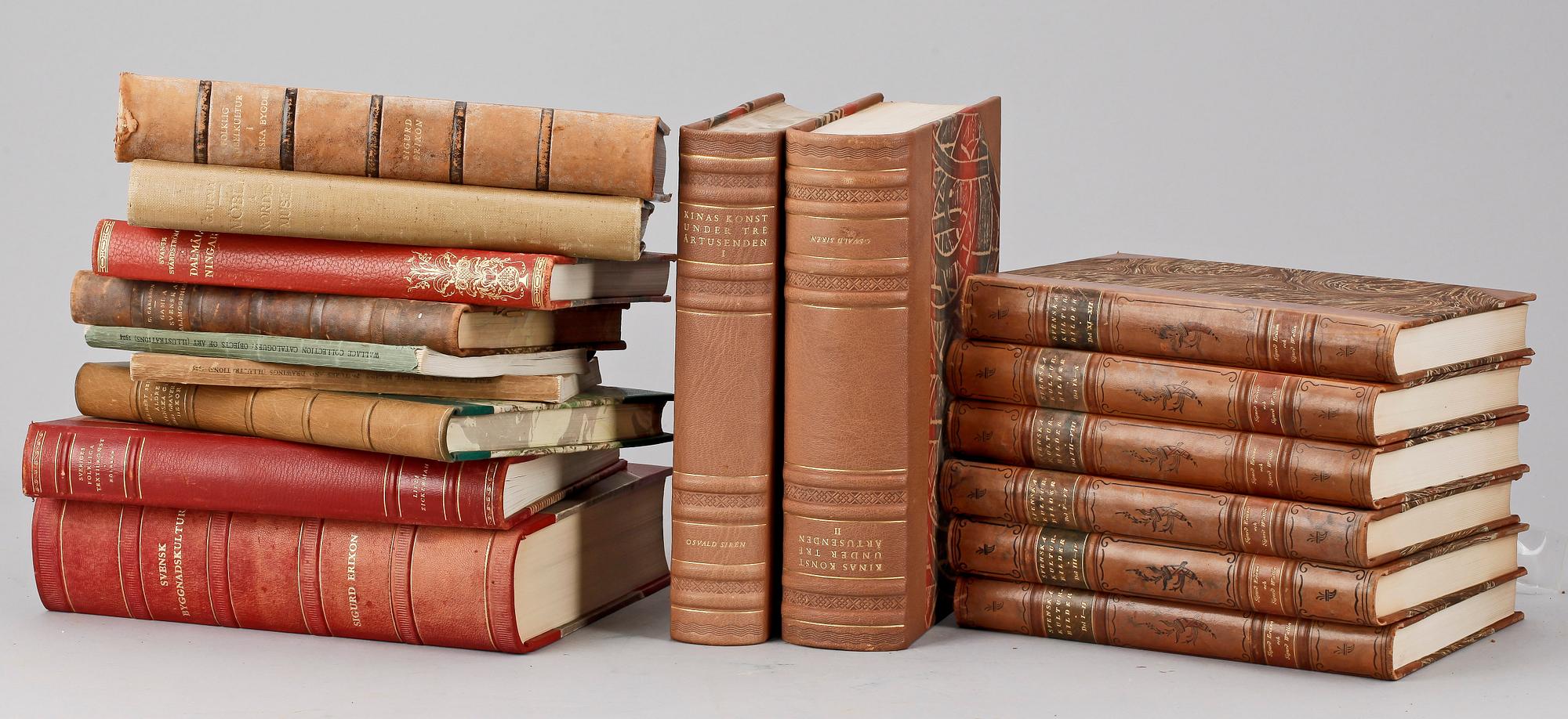 PARTI BÖCKER, 17 st, bl a "Svenska kulturbilder Del I-XII", av Sigurd Erixon och Sigurd Wallin, Stockholm 1932.