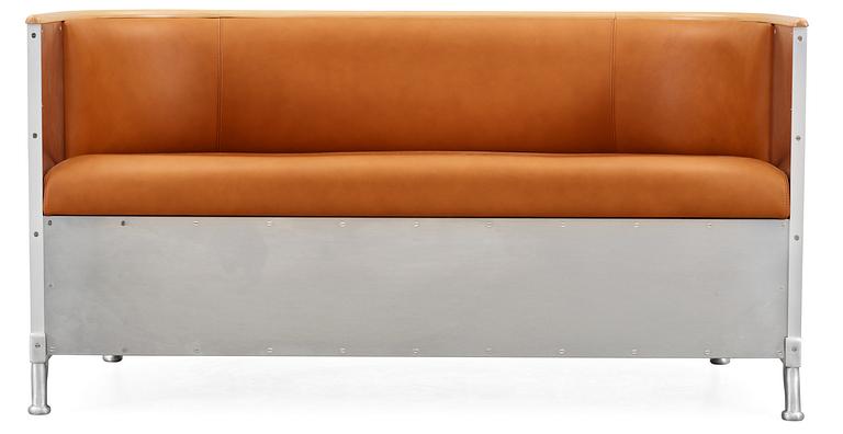 A Mats Theselius aluminium and leather sofa, Källemo Sweden.