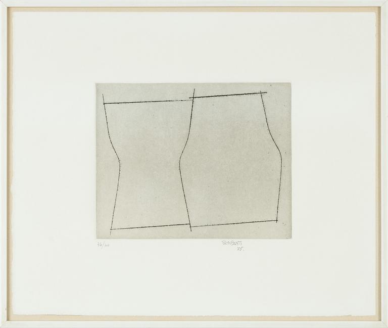 Arturo Bonfanti, etching, signed and numbered 36/40, dated 75.