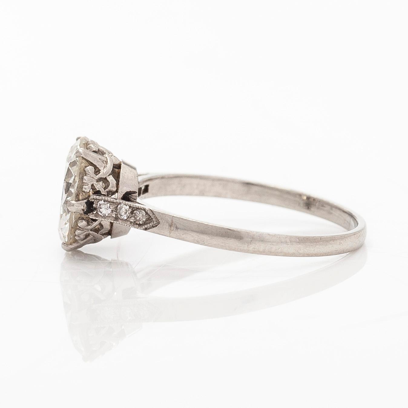 A platinum ring, with a brilliant- and single-cut diamonds, Stockholm 1935.