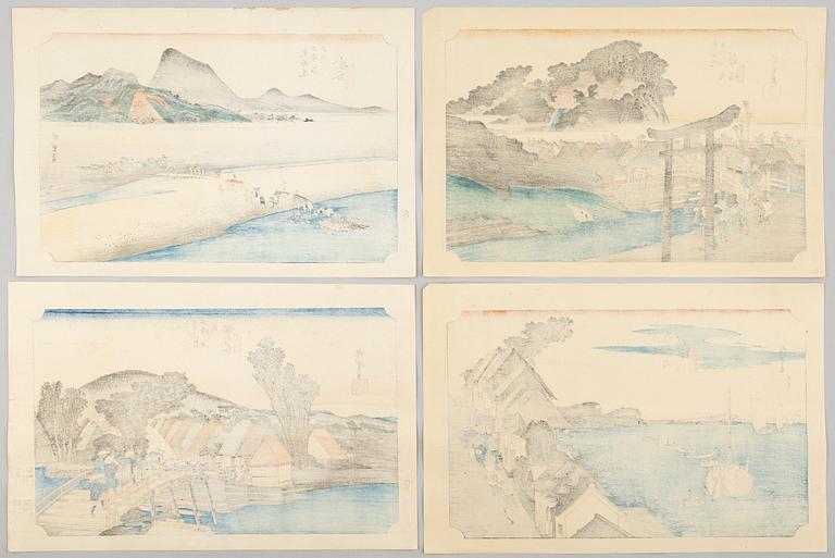 Ando Utagawa Hiroshige, after, prints from "The Fifty-Three Stations of the Tōkaidō" 20th century.