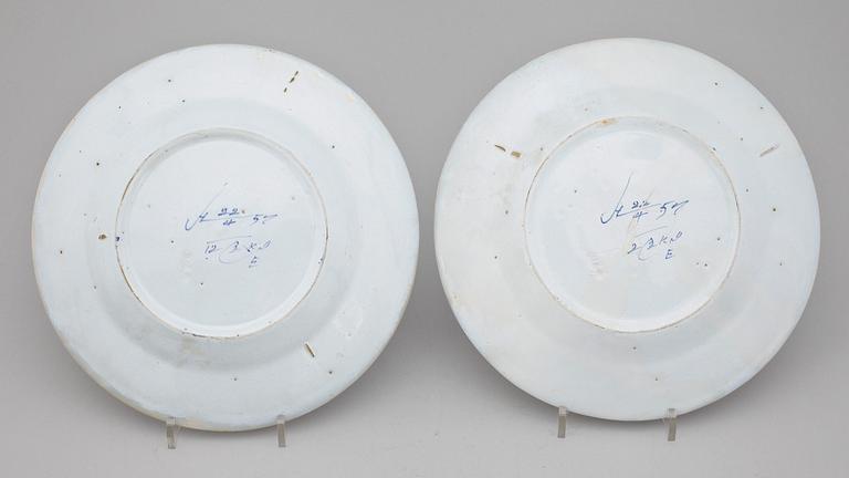 A pair of Swedish Rörstrand faience dishes dated 22/4 (17)57.