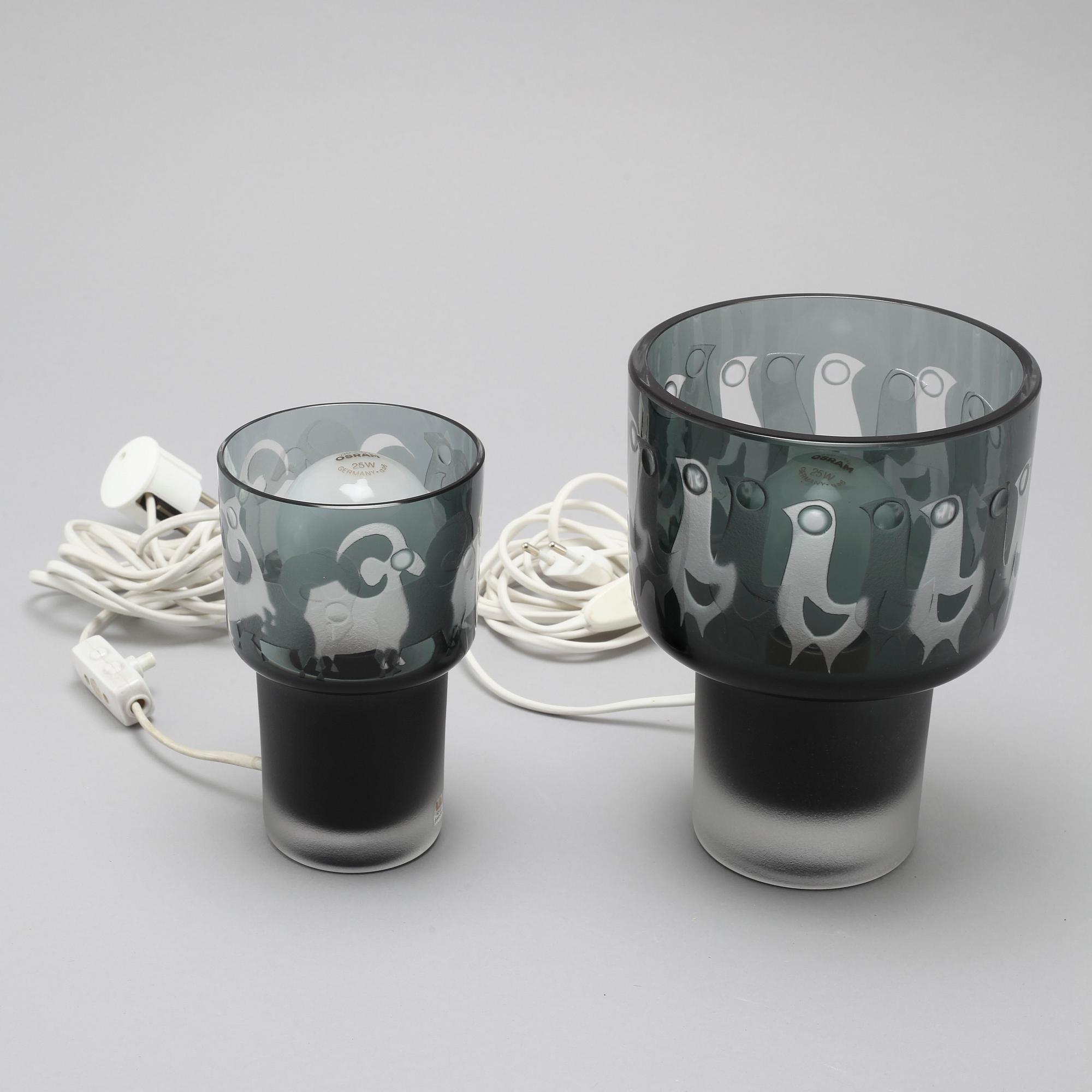 Two late 20th century table lamps by Hans-Ove Sandberg for Kosta.