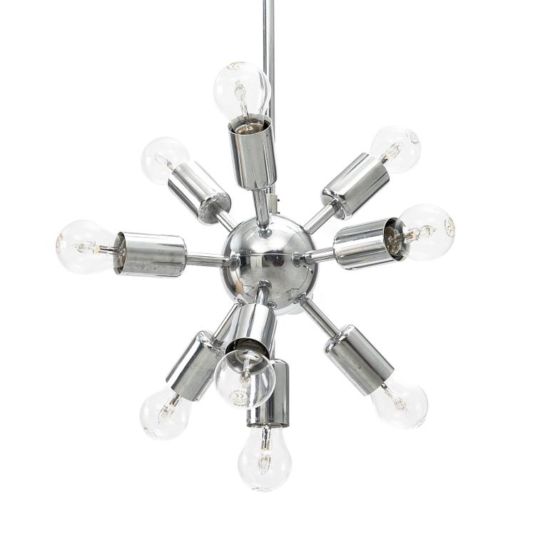 A ceiling lamp, Sputnik model 21416, attributed to Jaroslav Bejvl, Czech Republic, second half of the 20th Century.