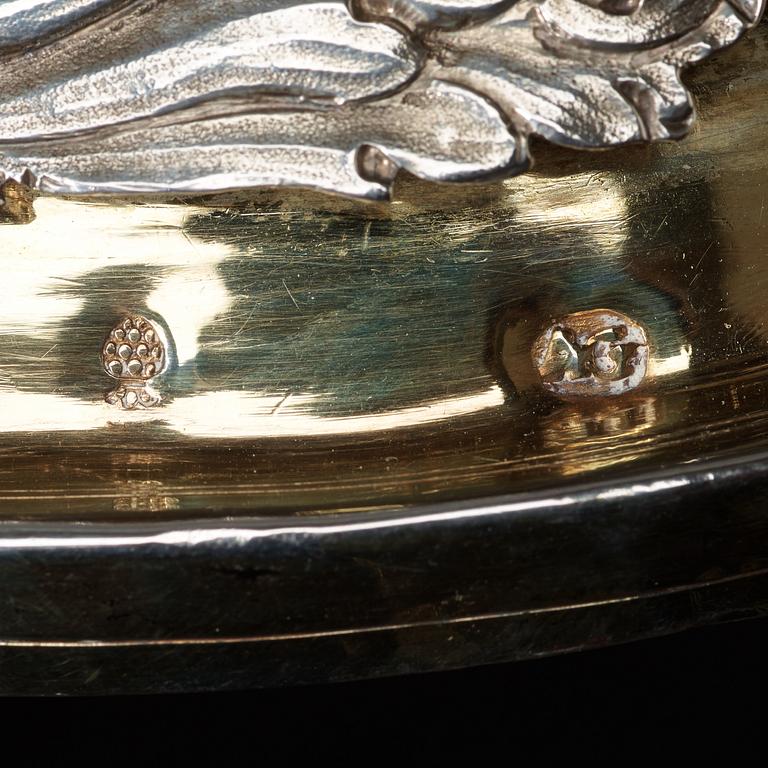 A German 18th century parcel-gilt beaker and cover, marks possibly of Antoni II Grill, Augsburg (1720-1734).