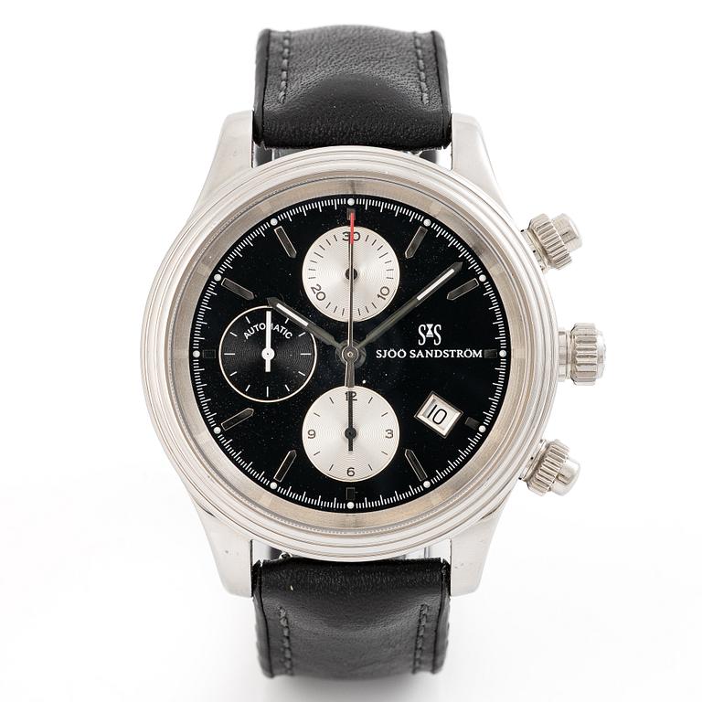 Sjöö Sandström, Royal Steel Chronograph, wristwatch, 42 mm.