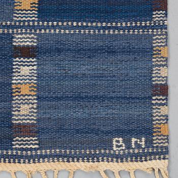 Barbro Nilsson, MATTO, "Falurutan, blå", flat weave, ca 233,5 x 168,5 cm, signed AB MMF BN.