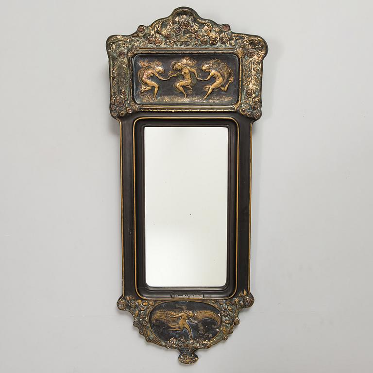 Ville Vallgren,  a wall mirror, signed and label marked, 1920s.